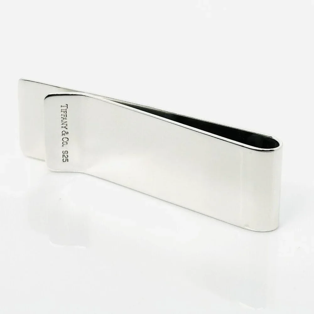 Tiffany & Co Machine Turned Pin Stripe Engravable ID Money Clip in Silver